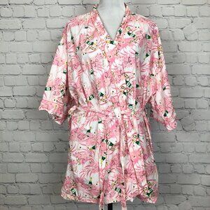 Oak Lane Robe Size S/M 100% Cotton Flamingos Champagne